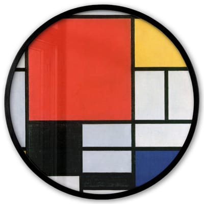 Poster in lijst Rond - Fotolijst 40x40 cm - Posters - Kunst - Mondriaan - Oude meesters - Compositie 2 - Ronde posterlijst zwart - Decoratie - Wanddecoratie woonkamer - Muurdecoratie slaapkamer