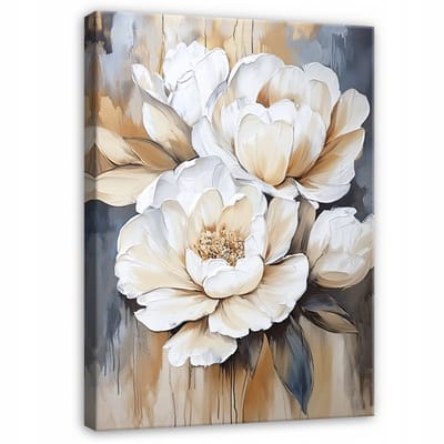 WALLARENA - Canvas schilderij - 100x70 cm - 3D bloemen abstract voor slaapkamer woonkamer keuken