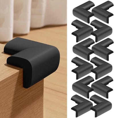 Set van 12 Hoekbeschermers van Rubber met Vooraf Geïnstalleerde 3M Dubbelzijdige Tape voor Tafel- en Meubelhoeken, Bescherming, Veiligheid en Schadepreventie
