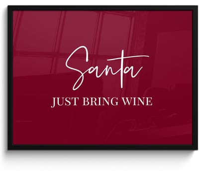 Poster in lijst - Fotolijst 70x50 cm - Posters - Santa - Wine - Rood - Kerst - Kerstman - Posterlijst zwart - Decoratie - Wanddecoratie woonkamer - Kerstdecoratie voor binnen - Kerstversiering - Kerstmis versiering in huis - Kerstaccessoires