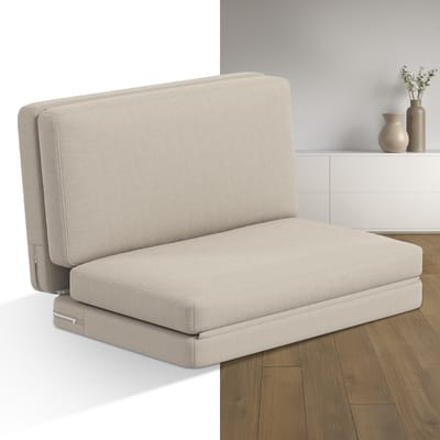 Slaapstoel - Uitklapbaar - Slaapbank - Logeerbed - Zetelbed - Slaapfauteuil - Vouwbed - 1 persoons - Zeer comfortabel - Beige