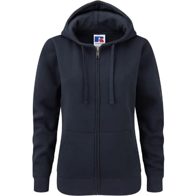 Russell Dames Premium Authentieke Hoodie met rits (3-laagse stof) (Franse marine)
