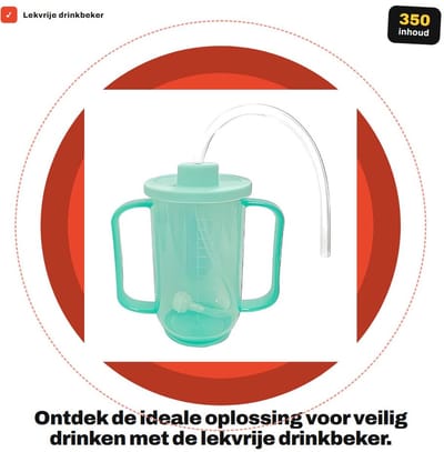 Dailygoods- Drinkbeker Lekvrij - Drinkbeker met Rietje - Snavelbeker - Handgrepen Antislip - Voedselveilig - Hittebestendig - Voedingsbeker