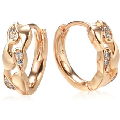 Boucles d'Oreilles Ondulées en Zircon Naturel Couleur Or Rose Fines Creuses Boucles d'Oreilles de Mariage Pour Femmes Fête à la Plage Bijoux Vintage beige