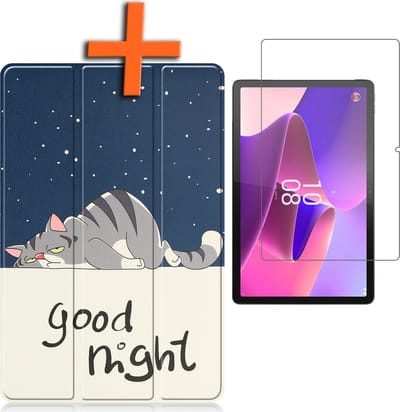 Hoesje - Geschikt voor Lenovo Tab P11 Pro - Met Screenprotector - Trifold Bookcase - Hard Cover Case - Met Uitsparing Geschikt voor Lenovo Pen - Hardcover Book - Tablet Hoes - Kat