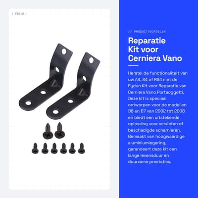 Dailygoods- Cerniera Reparatie Plaat - Scharnier Houder - Aluminium Legering - Zwart - Inclusief 8 Schroeven - Geschikt voor A4 S4 RS4 B6 2002-2008