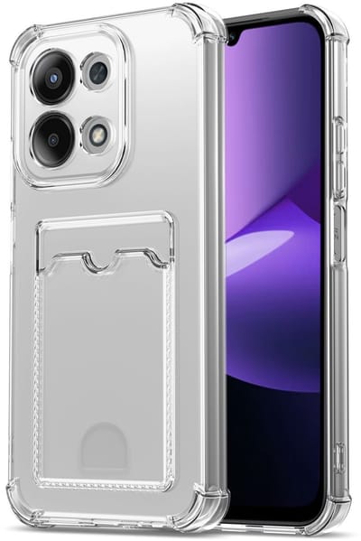 Transparant Hoesje met Pasjeshouder Geschikt voor Xiaomi Redmi 15C | Back Cover Dun TPU | Schokbestendig | Ultra Dun | Kaarthouder Achterkant | Shockproof | Doorzichtig
