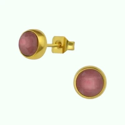 Aramat Jewels | Oorbellen | Zweerknopjes Roze Aardbeienkwarts van Roestvrij Staal | | | | | | Kinderen, Volwassenen | Verkleurd niet