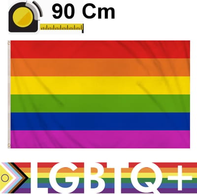 Henbrandt - Duurzame Regenboogvlag - Gay Pride Regenboog vlag - Ondersteuning voor LGBTQ+ Gemeenschap - Afm 90 x 60 Cm - Rainbow Vlag - Met Metalen Oogjes