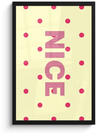 Poster in lijst - Fotolijst 40x60 cm - Posters - Nice - Stippen - Roze - Geel - Posterlijst zwart - Decoratie - Wanddecoratie woonkamer - Muurdecoratie slaapkamer
