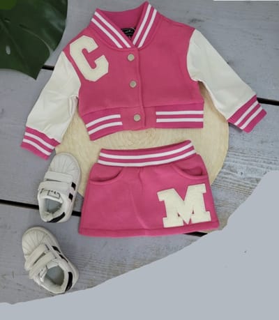 Baby meisjes 2 delig bomber setje "Roze", verkrijgbaar in de maten 68 t/m 98
