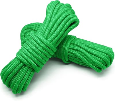 Nylon Touw - Zacht Koord - Kamperen Waslijn Marine - UV-bestendig Gevlochten - 2x 10 Meter 8mm - Groen