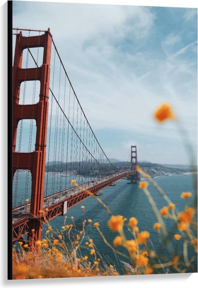 Canvas  - Golden Gate Bridge in Californië - 80x120cm Foto op Canvas Schilderij (Wanddecoratie op Canvas)