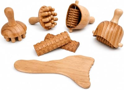Houttherapie Set - Anti-cellulitis Kit - Professionele Massage - 6 Delige Houtset - 33 cm Pakket - Natuurlijk Hout