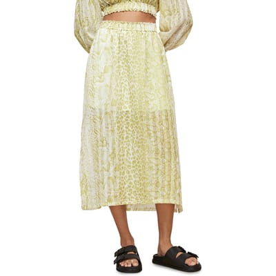 AllSaints Clara Noche Skirt Lime Green Maat: 42 | Midi Rokken Outlet | Dames | Beige
