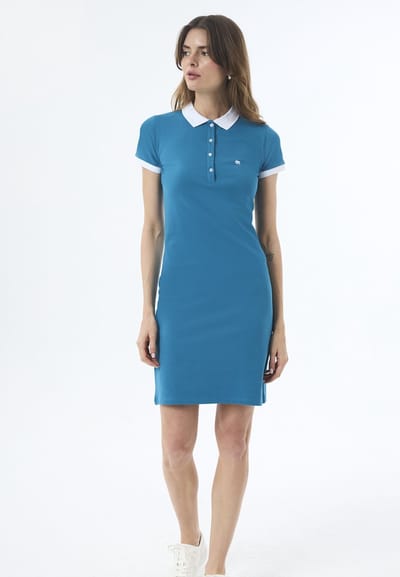 Jimmy Sanders Jurk - Knielengte - Katoenen - Korte Mouw Dames Olie Groen - S