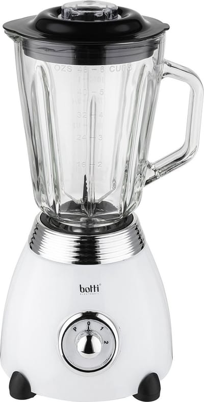 Botti Royal Line blender – 1,5L – 500W – Wit/Zilver – Professionele blender met 2 snelheden en pulsfunctie – Retro look