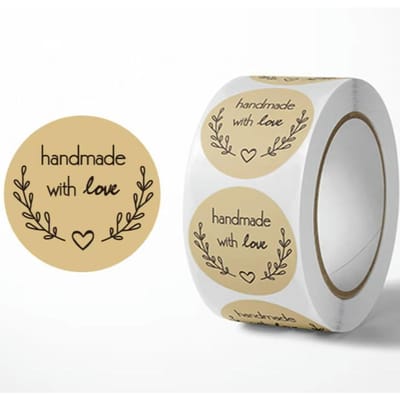 500 pièces Fabriqué à la main avec amour Autocollants Autocollants Vintage Papier Kraft Papeterie Étiquette Autocollants Papier Kraft pour Pâtisserie Scrapbook Cadeau