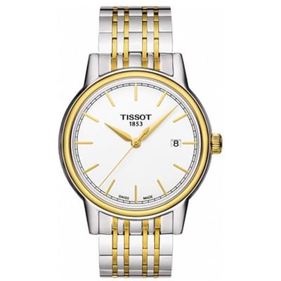 Tissot Carson Serie Quartz Uurwerk 30m Waterbestendig Horloge 40x39.2mm Wit Wijzerplaat Roestvrijstalen Kast Roestvrijstalen Armband T085.410.22.011.00 Regular Watch Box,White Dial white