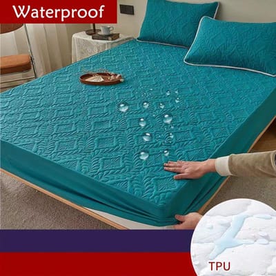 Waterdichte Matrashoes, Elastisch, Queen, King Size, Hoeslaken, Effen Bedhoes, Kussensloop Apart Bestellen, Single 90x200x30cm blue