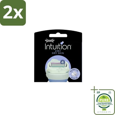 Wilkinson Intuition 2 in 1 Navulmesjes Dry Skin 3 stuks per verpakking - Voordeelverpakking - 2 stuks - Scheermesje droge huid - Kokosmelk scheermesje