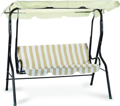 Luxe Schommelbank voor Buiten - Beige Stalen Frame