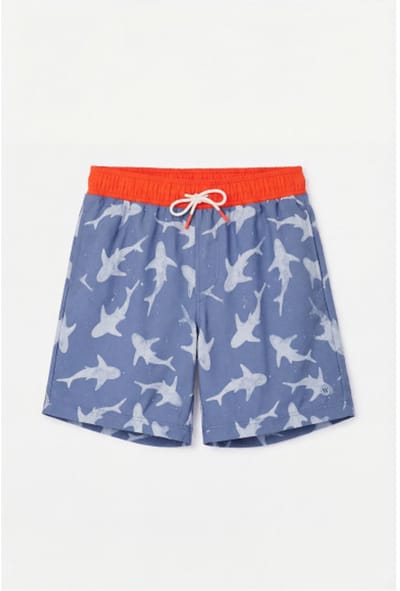 Woody Heren Zwembroek Donkerblauwe Haaien Print Blauw L