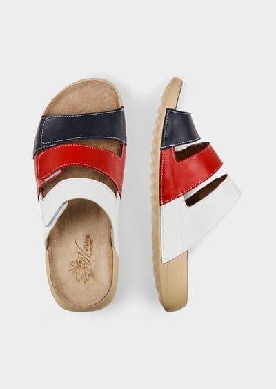 Maritieme sandaaltjes van echt leer - marine / lichtblauw / wit - Gr. 36 van Goldner Fashion