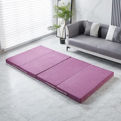 Draagbare Matras - Vloermatras Logeer - Comfortabel Slapen - Wasbare Hoes Antislip - 200 x 100 cm - Paars