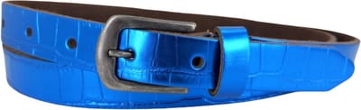 Hippe Dames Riem Leer | Kleur: blauw | 2cm breed | Riemmaat: 85cm (totale lengte: 100cm) | 100% echt leer | Nikkelvrije gesp