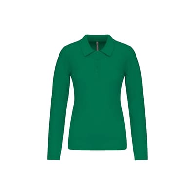 Kariban Piqué-damespolo lange mouwen K257 - Kelly Green - L