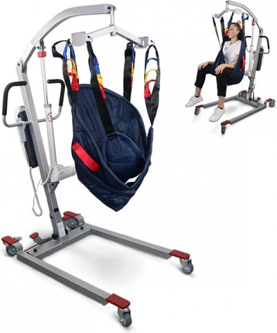 Mobiclinic Fortuna - Passieve tillift - Patienten lift - Transferkraan - Bedlift - Inclusief harnas 4 haken - Opvouwbaar - Aluminium - Tot 180 kg