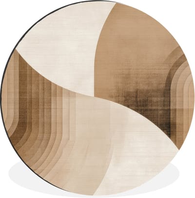 WallCircle - Wandcirkel - Muurcirkel - Retro - Geometrische lagen - Aardetinten - Aluminium - Dibond - 30x30 cm - Binnen en Buiten