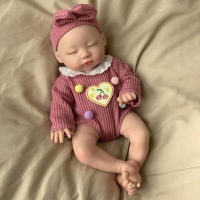 Mini Reborn Baby - Realistische Pasgeboren Pop - Kind Verjaardag - Volledig Siliconen - 33cm - Paars