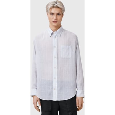 AllSaints Holme Ls Shirt Willow Blue Taglia: M | Camicie Casual Outlet | Uomo | Blu