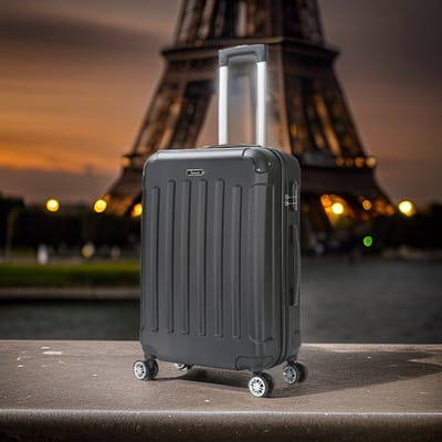 Handbagage koffer maat S trolley Black Voyager – Lichtgewicht koffer met cijferslot – Reiskoffer op 4 dubbele zwenkwielen – Hardcase koffer – ABS – Zwart - ca. 55x37x23 cm