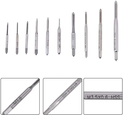 Dailygoods- Draadkranen 10 Stuks - M1/M1.2/M1.4/M1.6/M1.7/M1.8/M2/M2.5/M3/M3.5 - Hoge Snelheid Staal - Slijtagebestendig - Hittebestendig - Lange Levensduur - Tapset