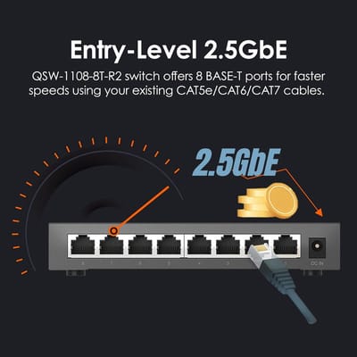 Onbeheerde 8-poorts 2.5GbE Netwerk Switch voor Thuis en Kantoor