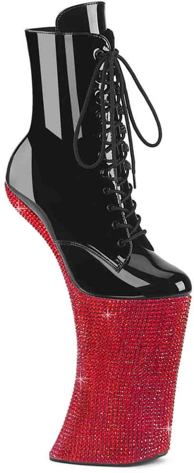 Pleaser - FORBIDDEN-1020BEJ Plateau Laarzen, Paaldans schoenen - US 8 - 38 Shoes - Zwart/Rood