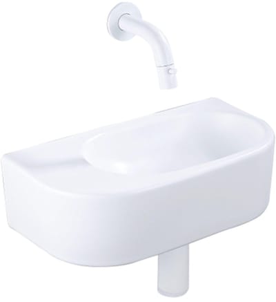 QeramiQ Fuente Fonteinset - 40x21.5x12cm - glad - halfrond - keramiek - fonteinkraan wit mat - afvoerplug - verlaagd sifon - wit mat