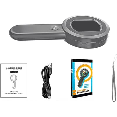 Handheld Digitale Loep Digitale Microscoop voor Volwassenen Kinderen 100X Vergroting 2.0 Inch IPS-Scherm Handmatig Gray grijze kleur