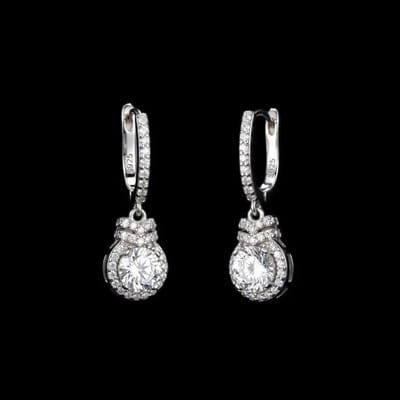 Victoria Valenza 925 Sterling Zilveren Oorbellen met Ornament met Zirkonia Stenen - Oorringen - 925 sterling zilver - Zilverkleurig - Zirkonia