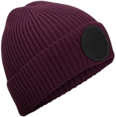 Circular Fashion Patch Beanie – Burgundy/Black One Size