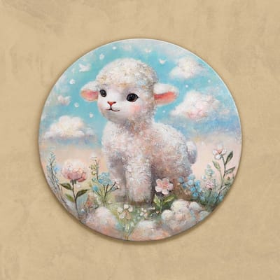 Rond canvas schilderij ⌀60 cm handgeschilderd wondewolk dromerig – YS-Art Gallery – Unieke wanddecoratie voor woonkamer en kinderkamer