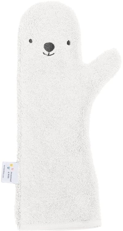 Nifty - The Original Baby Shower Glove – baby douche handschoen voor beter grip op je baby bij het douchen - origineel kraamcadeau - lange baby washand - Wit