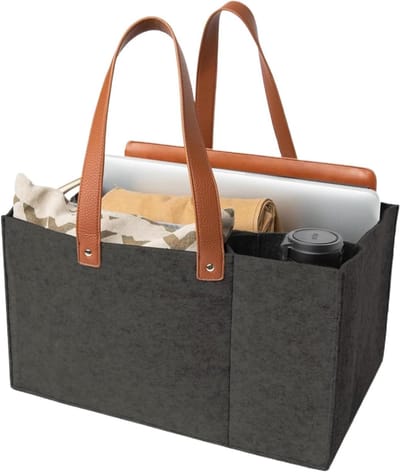 Luier Caddy Organizer - Opbergtas Vilt - Babybenodigdheden Opslag - Efficiënte Organisatie - 35x23x20 cm - Donkergrijs