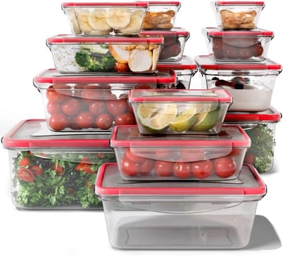 opslagcontainers met deksels, 100% lekvrij, lunchbox, vaatwasmachinebestendig, Magnetron en vriezer veilig, set van 14, C-FHD 4009 K