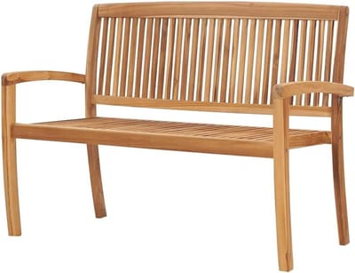 Tuinbank Hout - Zitbank Buiten - Ontspannen Zitten - Stapelbaar Ontwerp - 120 cm Breed - Houtkleurig