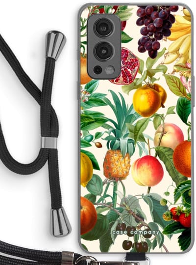 Case Company® - Hoesje met koord geschikt voor OnePlus Nord 2 5G hoesje met Koord - Classic Flora - Telefoonhoesje met Zwart Koord - Bescherming aan alle Kanten en Over de Schermrand
