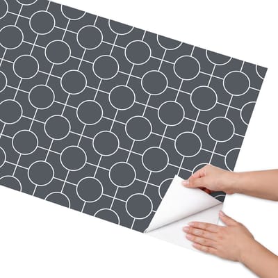 Coloray Meubel Wrap Folie - Grijs Meubelfolie - 65x130 cm - Meubel Wrap Folie Geometrische cirkels - Plakfolie Meubels - Minimalist Meubelfolie - Decoratiefolie Zelfklevend - Slaapkamer decoratie - Achtergronden en patronen